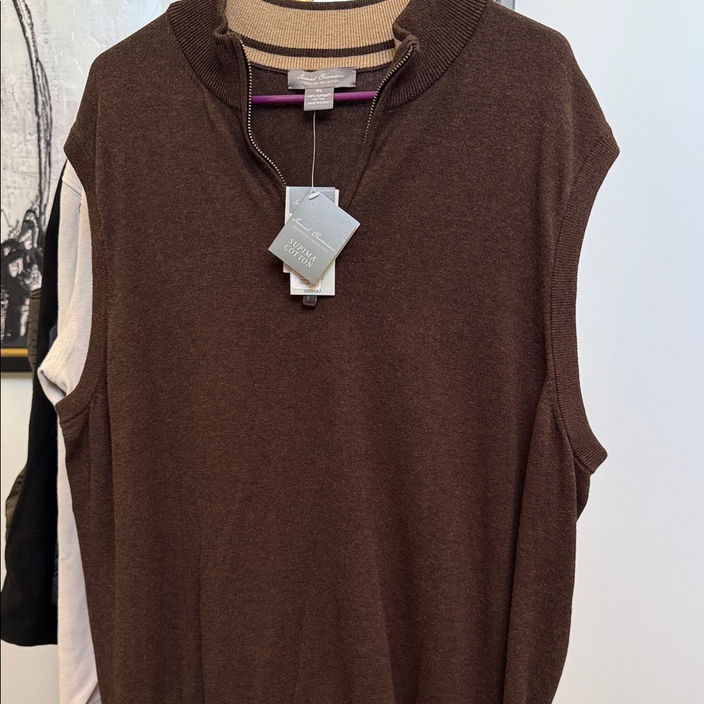 Daniel Cremieux Brown Zip-Up Sweater Vest